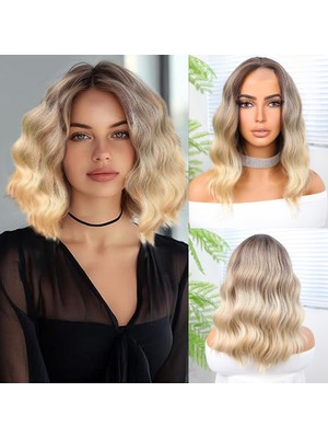 Pazarcan Kumral / Dore Sarı Röfleli Küt Tül Peruk