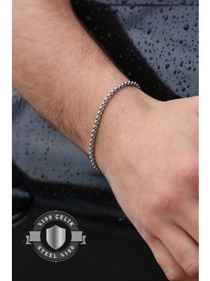 Normadia Örme Model Gümüş Renk Paslanmaz Çelik Bileklik, Şık ve Dayanıklı Tasarım