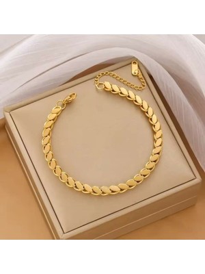 Normadia Şık Çelik Arpa Bileklik, Gold Renk, Kadınlar Için, Zarif Tasarım