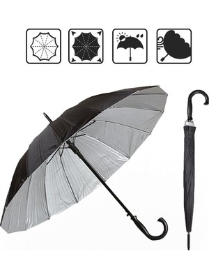 PremiumPort Rüzgarlı ve Su Geçirmez Otomatik 16 Telli Unisex Şemsiye