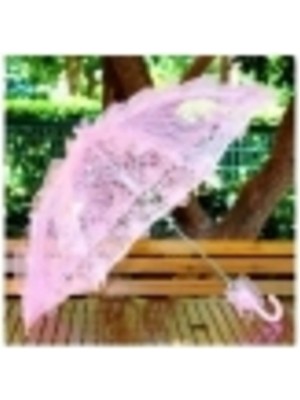 PremiumPort Açık Pembe Dantel Şemsiye, 75CM, Dekoratif ve Şık Gelin Aksesuarı