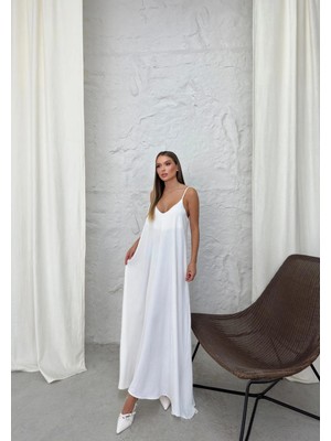 Pazarcan Aerobin Uzun Elbise Beyaz Pt