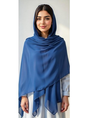 Moda Nur Modanur Şifon Kumaş, Çift Kat, Mavi Renk . Ölçü 1.97 * 73 cm