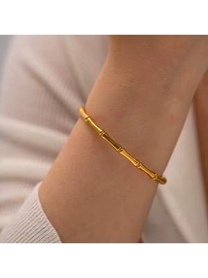 Normadia 316L Paslanmaz Çelik Bambu Model Kadın Bileklik Bilezik