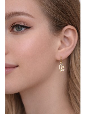 Sacce Scarves & Accessories Ay Yıldız Charmlı Küpe Minimal Ay Yıldız Halka Küpe