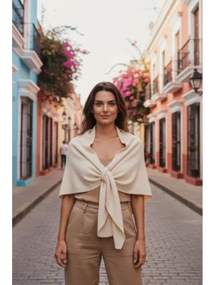 Trend Nexus Üçgen Içten Geçmeli Triko Şal