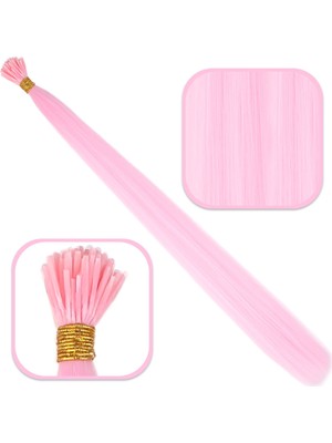 Pazarcan Fiber Sentetik Boncuk Kaynaklık Renkli Saç / Şeker Pembe / 100 Adet