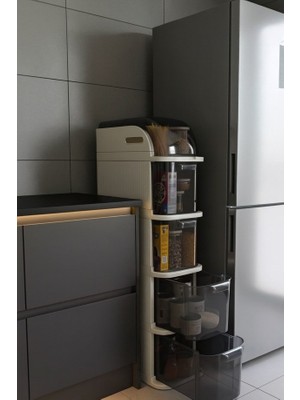 Begin Power 5 Katlı Mutfak Dolabı Kiler Düzenleyici Şeffaf Kapaklı Portatif Organizer Dolap