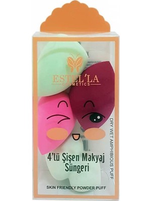 Estella 4'lü Armut Makyaj Süngeri, Pürüzsüz Makyaj Uygulaması Sağlar