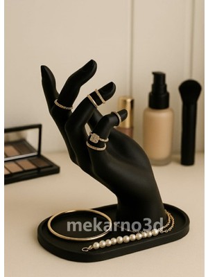 Siyah Dekoratif El Şeklinde Takı ve Yüzük Standı, Bileklik, Kolye, Küpe Organizer
