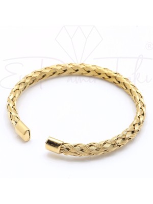 Normadia Şık Altın Renk Çelik Örgü Bileklik, Zarif ve Dayanıklı Tasarım