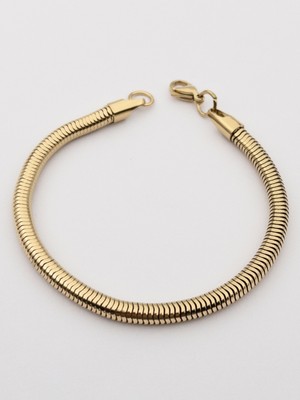 Normadia Şık Çelik Silindir Zincir Erkek Bileklik 21 Cm, 5 mm Kalınlık