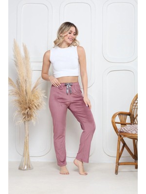 Pazarcan Kadife Pijama Altı Pembe Q7013