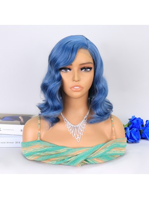 Pazarcan Açık Parlement Mavisi Yan Tül Peruk