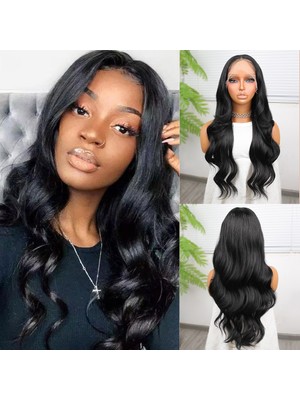 Pazarcan Siyah Fiber Sentetik Dalgalı Tül Peruk