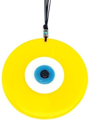 Sarı Renk Nazar Boncuklu 20 Santimetre El Yapımı Cam Duvar Süsü