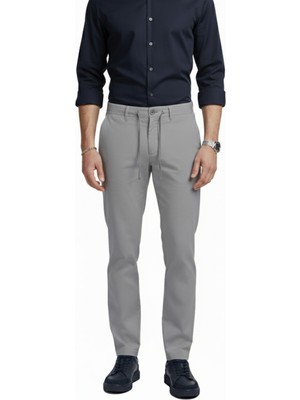 Deepsea Erkek Koyu Gri Esnek Kumaş Slim Fit Beli Lastikli Günlük Spor Pantolon 2601070