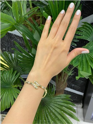 Normadia Şık 14K Altın Rengi Yılan Modeli Vıp Serisi Bileklik