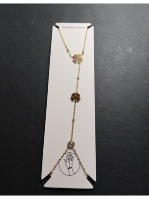 Mumicemum Sevgiliye Özel  Yonca Motifli Kararmaz Çelik Altın Rengi Şahmeran