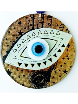 Nazar Boncuklu Göz Desenli Füzyon Cam Duvar Süsü