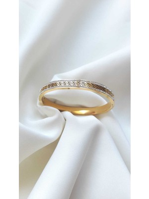 Normadia Şık Taşlı Ince Çelik Kelepçe, Zarif ve Dayanıklı Takı Modeli