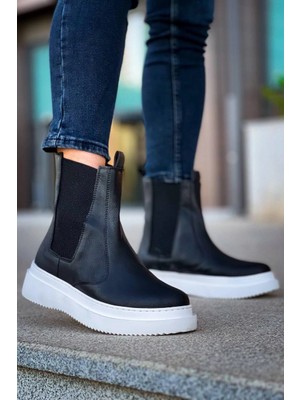 Pazarcan KB-0992 Kuback Siyah Cilt Yüksek Taban Lastikli Erkek Bot
