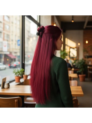 Pazarcan Fiber Sentetik Düz Yarım Ay + 2 Yan Çıt Çıt / Kızıl