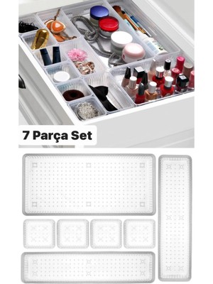 7'li Modüler Çekmece Içi Düzenleyici Takı ve Makyaj Organizeri