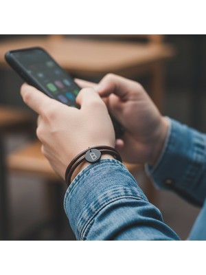 Vaoov Kişiye Özel Harf Plakalı Çift Sıra Kahverengi Deri Erkek Bileklik