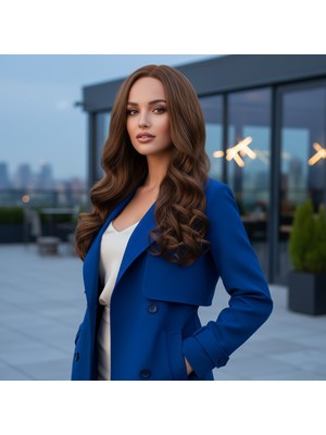 Pazarcan Dalgalı Perçemsiz Uzun Fiber Sentetik Peruk / Koyu Kumral