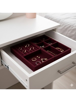 Premium Süet Takı ve Makyaj Organizeri, Şık ve Fonksiyonel Çekmece Düzenleyici