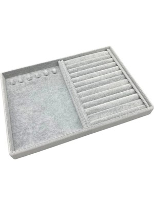 Venedik Model Süet Kumaş Takı Çekmecesi, Gri, 34/24 Cm, Tırnaklı ve Sosisli