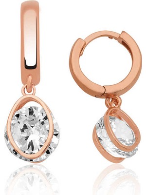 Tuncel Store 925 Ayar Gümüş Üç Boyutlu Oval Küpe EA1160206 (945)