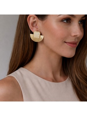 Kmod Life Yelpaze Model Rekli Taşlı Çelik Küpe