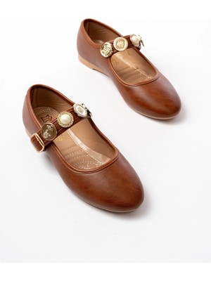 Pazarcan İNF-6363 Taba Baret Tokalı Günlük Bayan Ayakkabı