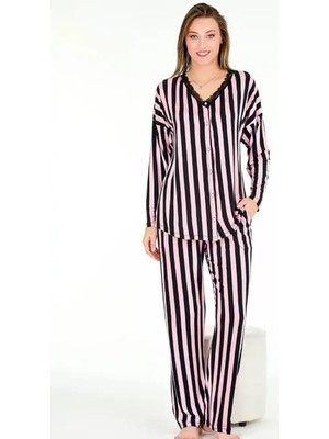 Truva Xxl Çizgili Yumuşacık Likralı Pijama Takım – Rahat & Esnek