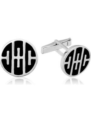 Tuncel Store 925 Ayar Gümüş Desenli Yuvarlak Kol Düğmesi T4662 (945)