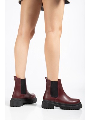 Pazarcan 812-2137 Bordo Lastikli Günlük Kadın Bot