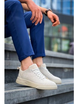 Pazarcan KB-X204 Kuback Bej Keten Bej Yüksek Taban Günlük Erkek Spor Ayakkabı