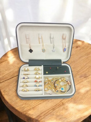 Büyük Boy 14×21 Ahşap Takı Saklama ve Seyahat Çantası