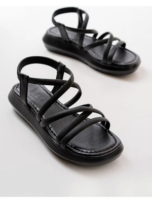 Pazarcan 841-841 Siyah Lastikli Günlük Kadın Sandalet