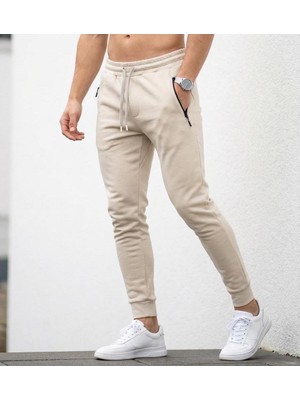 Plus Scorpion Erkek Slim Fit Eşofman Altı – Pamuklu Kumaş, Fermuarlı Cepli, Rib Paça