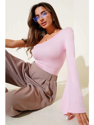 Pazarcan Tek Omuzlu Bluz Pembe T4275