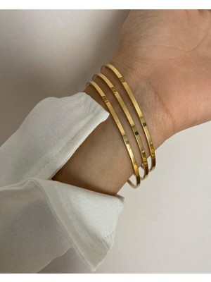 Normadia Altın Kaplama 3'lü Çelik Bilezik Seti, Şıklık ve Zarafet