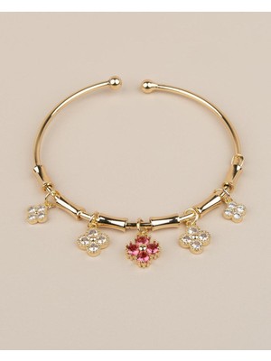 Normadia Ayarlanabilir Pembe Çiçekli Charm Bileklik, Şık ve Rahat Kullanımlı