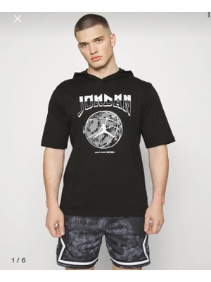 Nike Mj Short-Sleeve Hoodie Crew Siyah Erkek Kapüşonlu T-Shirt FB7427-010