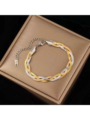 Normadia Katmanlı Renkli Paslanmaz Çelik Hasır Bileklik, Unisex, 18.5 cm