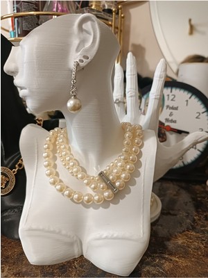 Şık 21CM Dekoratif Takı Organizeri Manken Teşhir Standı Beyaz