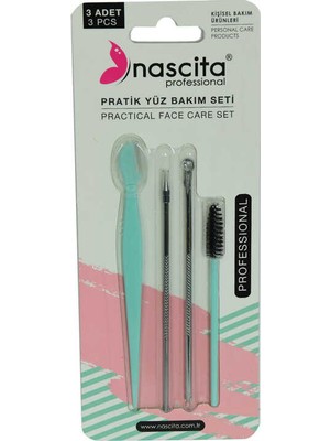 Pazarcan Profesyonel Pratik Yüz Bakım Seti - 2 Li Akne Aparatı Kaş Sı Maskara Fırçası 4 Lü Set 1 Adet