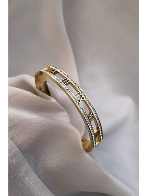 Normadia Zirkon Taşlı Rose Altın Rengi Çelik Bileklik, Şık ve Zarif Takı Parçası